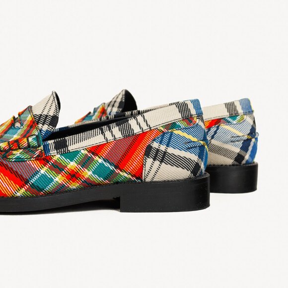 Burberry Bedmont Poppy Orange Tartan Flat Loafers - Picture 7 of 10